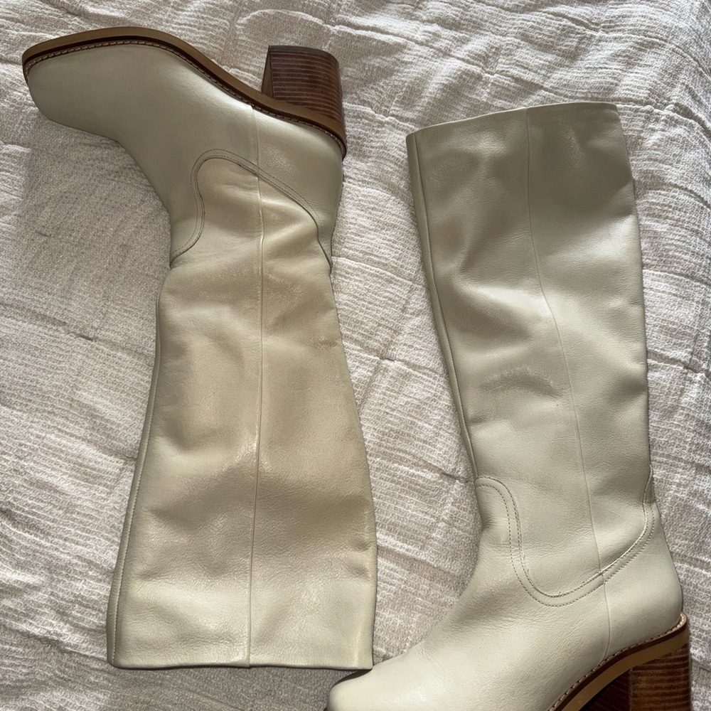 Seychelles leather Cream Knee-High Leather Boots